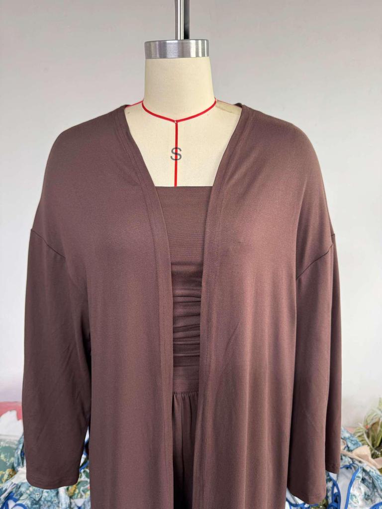 2025 Summer Women’s Strapless Vest, Long Cardigan, and Wide-Leg Pants Set