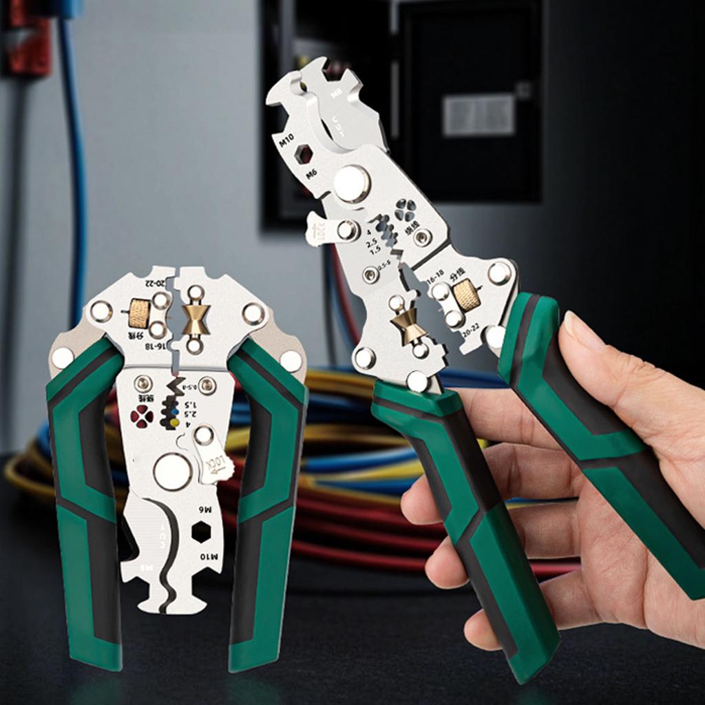 Multifunctional Folding Wire Stripper & Cutter Cable Stripping Tool Plastic & Metal for Electricians & DIY Enthusiasts
