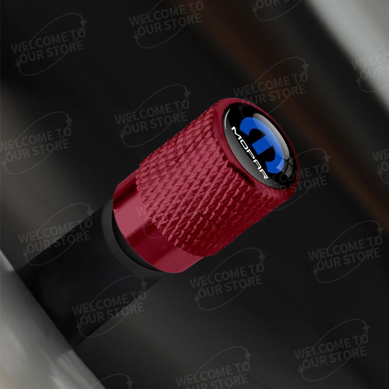 AUM1 Aluminum For Mopar Performance Logo Ram Charger Chrysler Cherokee 4pcs Car Decor Wheel Tire Valve Caps Stem Cover Accessories
