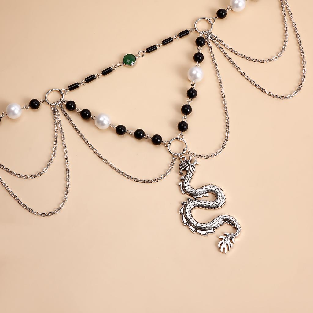 Cross-Border Jewelry, Retro Winding Twisted Dragon Pendant Metal Sweater Chain Niche 2024 New Year'S Necklace Women