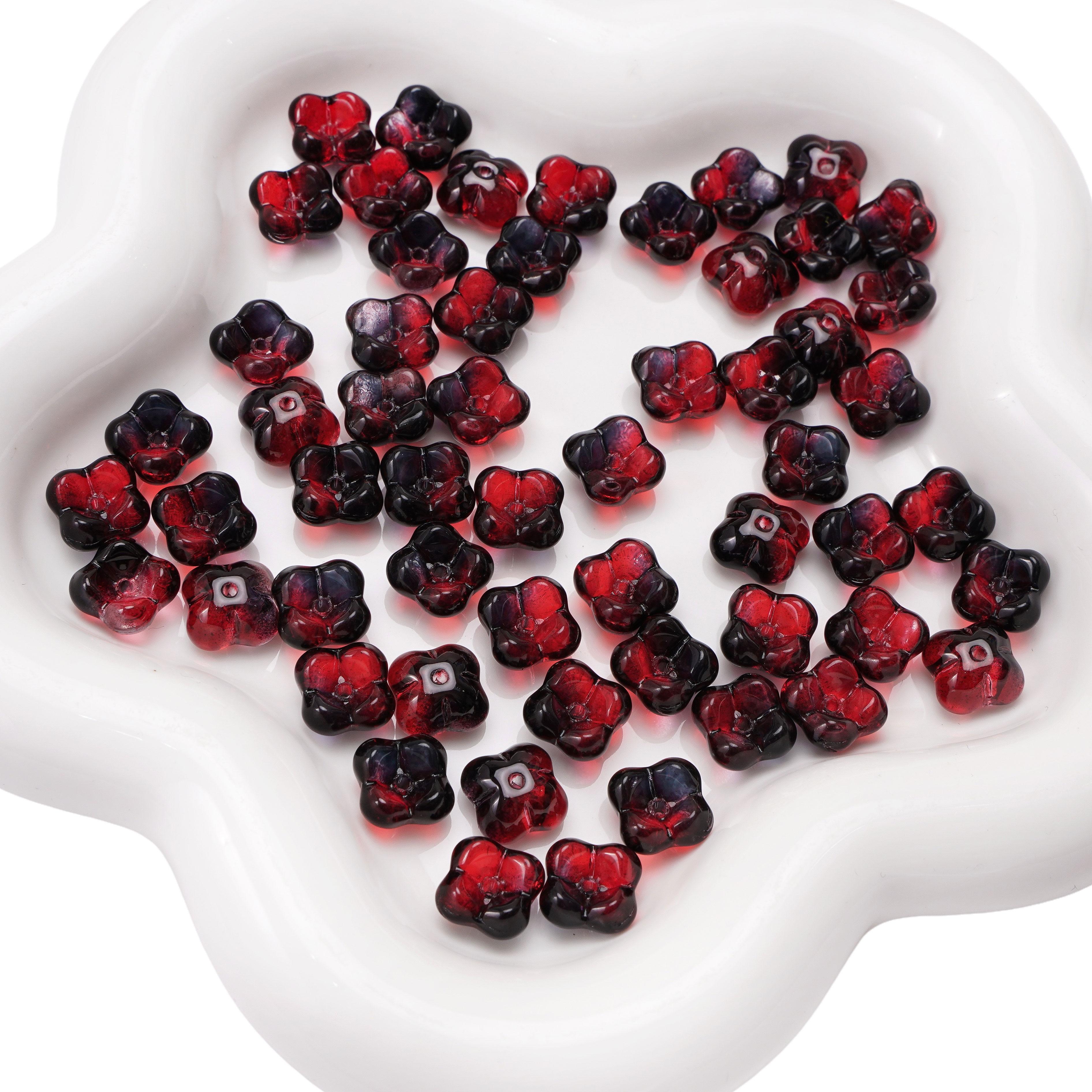 

10 шт. Osmanthus Fragrans стеклянные градиентные бусины с интервалом разбросанных бусин для самостоятельного изготовления браслетов, ожерелий и ювелирных изделий красный/чёрный