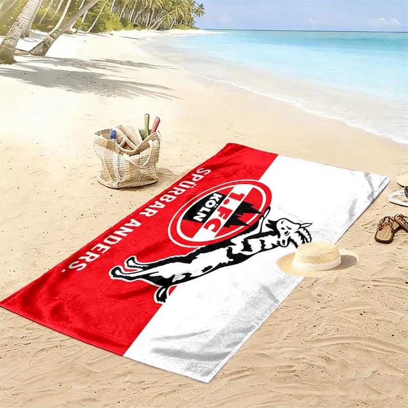 Toalha de Praia Estampada FC Köln, Toalha Grande Macia de Secagem Rápida para Praia Camping Natação