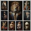 Animal In Boho Suit Poster Lion Elephant Chimpanzee Pictures Modern Wall Art Canvas Paintings for Living Room Home Decor