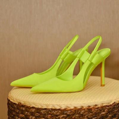 Summer New Brand Women Slingback Sandals Pointed Toe Slip On Thin High Heel Ladies Elegant Pumps Shoes