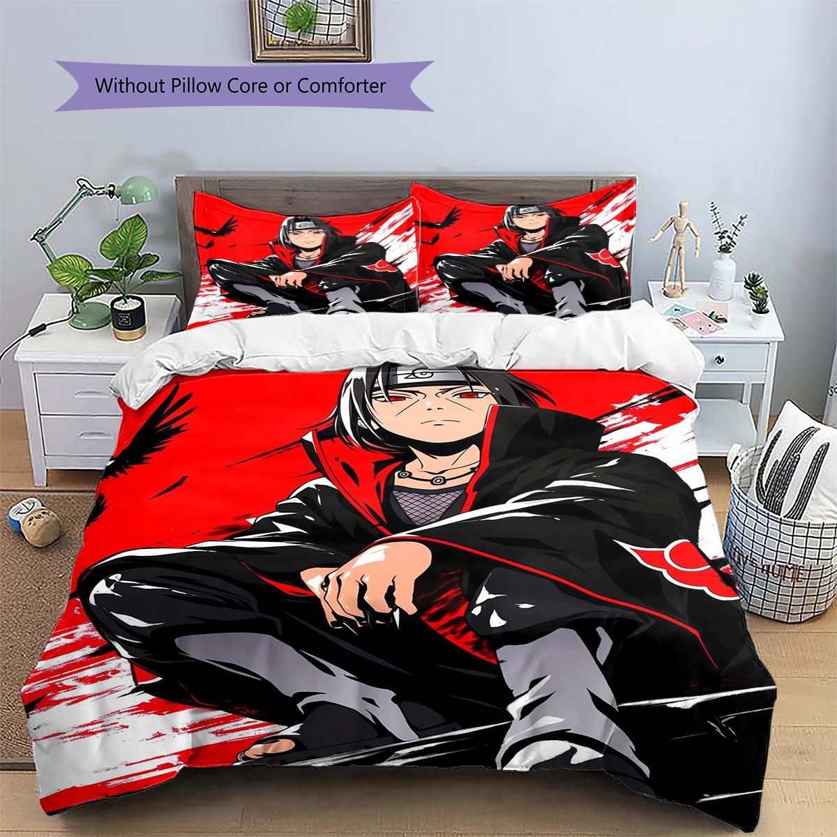

Itachi Uchiha Patterned Pillowcase & Duvet Cover Set Aesthetic Anime Bedding for Bedroom Decor Best Gift for Lovers.-TING 135x200cm