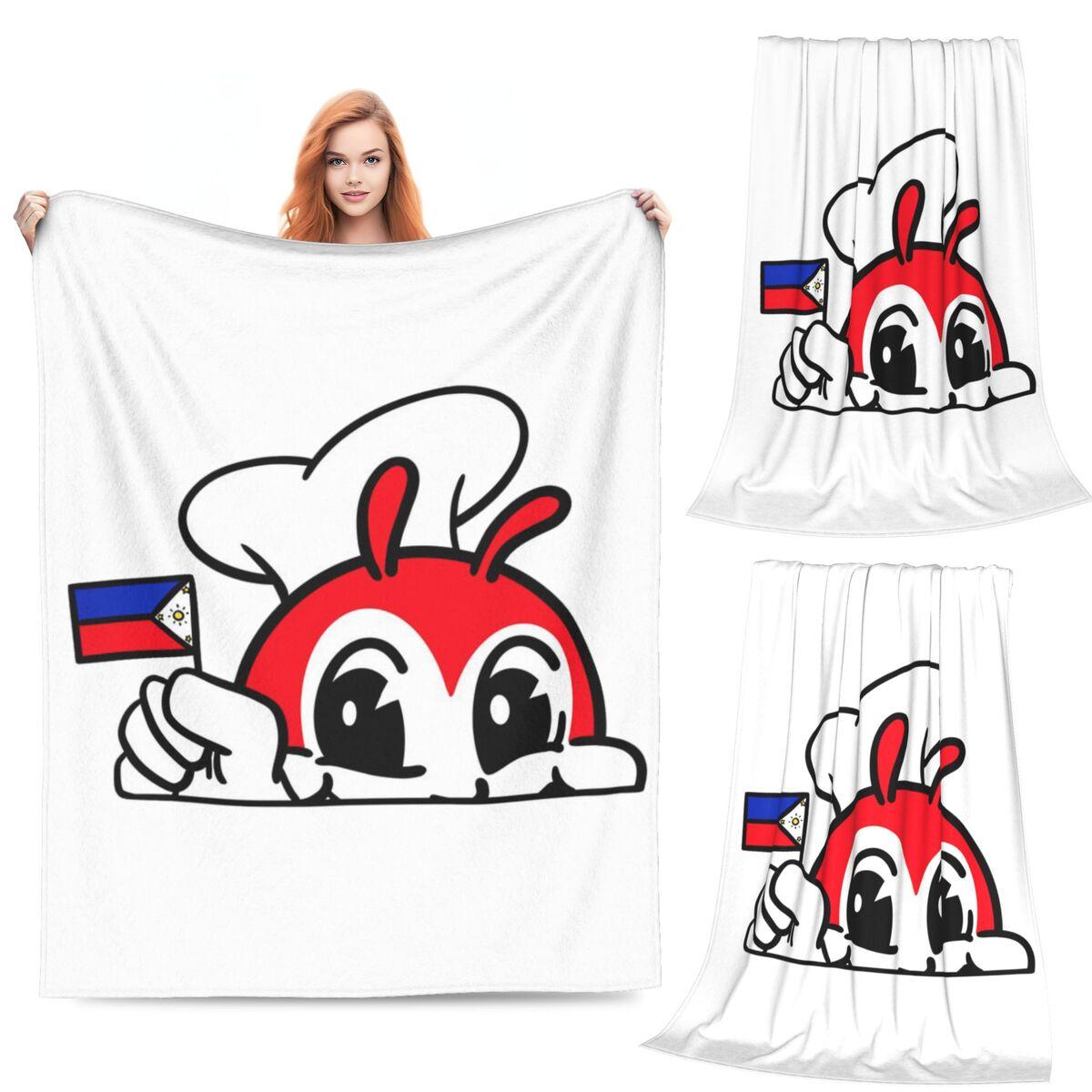 Exquisite Fashion Items Unisex Jollibee Peeking Blanket Fleece Sofa Throw Blanket Multi-Function Throw Blankets For Home Bedroom Travel Throws Bedspread Quilt