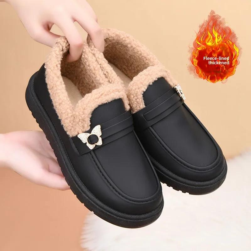Fashion new cotton shoes women winter with fleeces slip-on can wear soft soled non-slip platform boots zapatos de mujer sneakers women