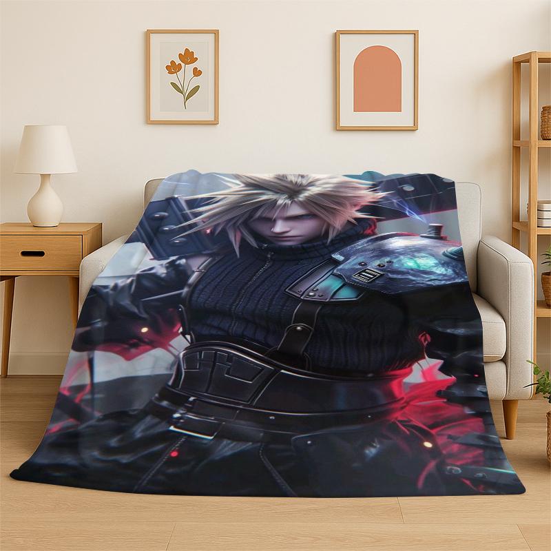 Cloud Tifa Final Fantasy Games Sephiroth Flannel Blanket Soft Warm Throw Blanket for Bedroom Living Room Bed Travel Picnic Gift