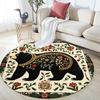 Flower Border Animals,Round Area Rug,Carpet Rug for Living Room Bedroom Sofa Playroom Decor,Non-slip Floor Mat