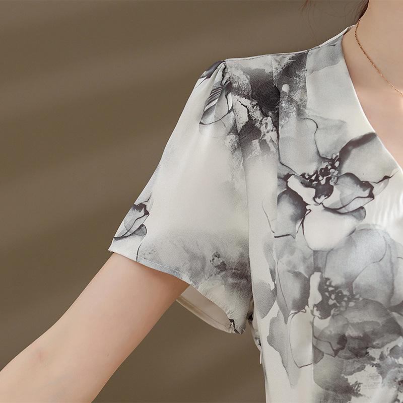 Elegant Floral Chiffon Midi Dress - Summer 2026 Style for Middle-Aged & Elderly Women