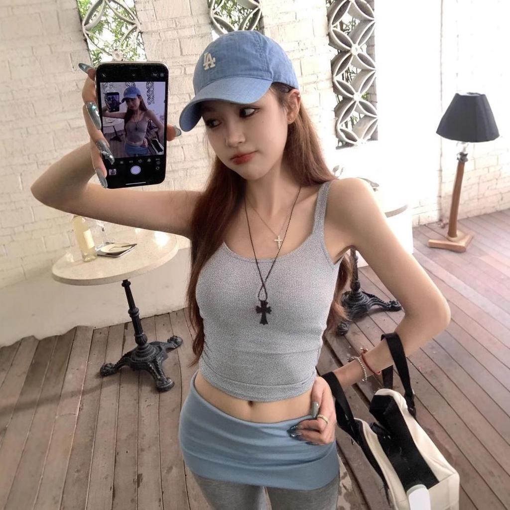 Korean Style Double Strap Slim Fit Camisole for Women – Versatile, No-Pad, Beautiful Back Design