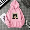 Aesthetic Meme Cool Tuxedo Cat Graphic Front Print Hoodie Loose Oversized Casual Pink Streetwear Sweatshirt For Men Women