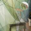 Dark Green Triangle Irregular Graphic Chiffon Sheer Curtains For Living Room Bedroom Home Decoration Window Voiles Tulle Curtain