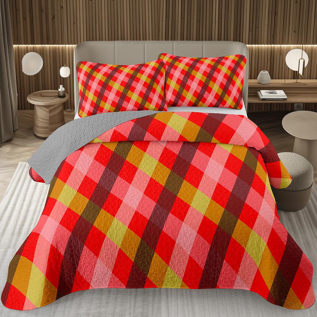 Geometric Checkered Bedspread Buffalo Plaid Quilted Bedding Set Checkerboard Gingham Coverlet Set Twin Queen for Kids Boys Teen