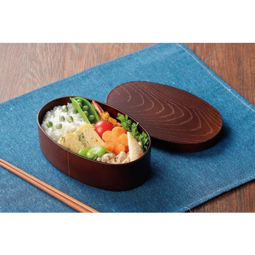 Kakusee Magewappa-style Bento Box, Oval, 500ml, Made in Japan, Dishwasher and Microwave Safe, Inner Lid with Elastic Band, Stylish, Slim, Single Tier,