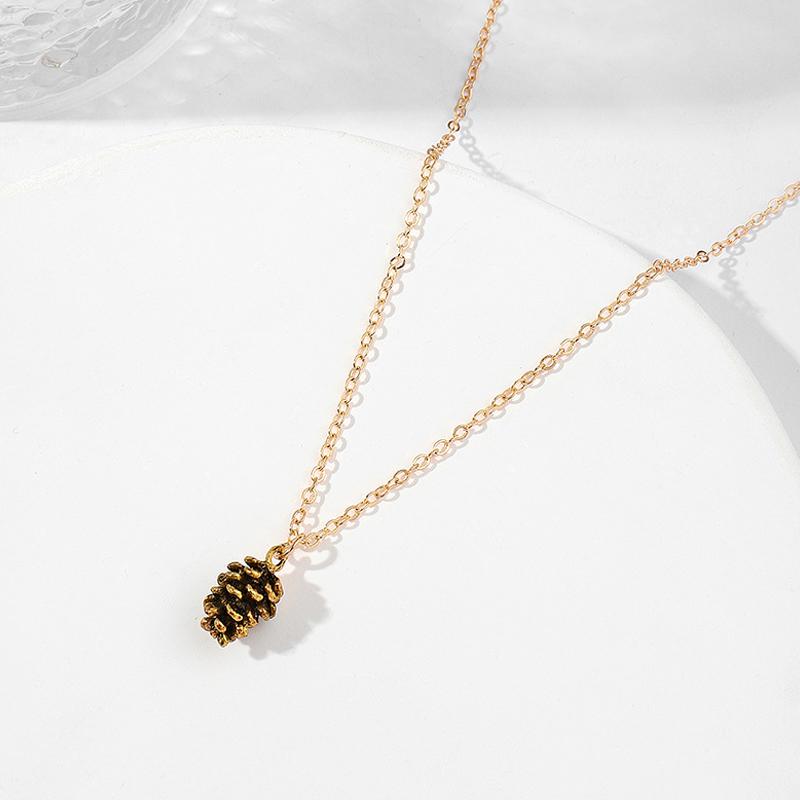 Enkle Vintage Øredobber Halskjede For Kvinner Kjegleplante Prøve Ørepynt Halskjede Kongle Øredobber Halskjede Smykker