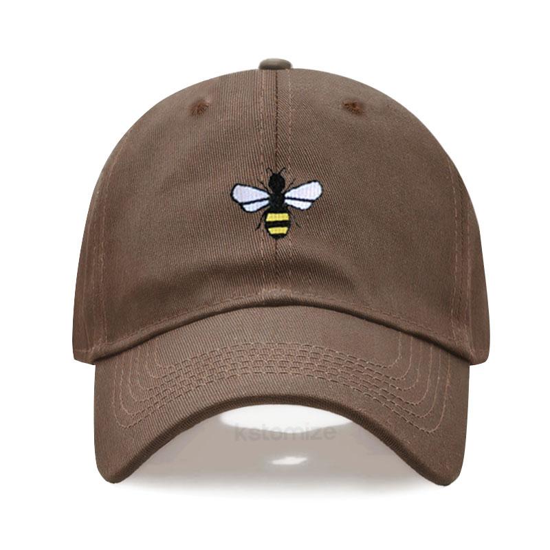 Washed Cotton Honeybee Embroidery Baseball Caps For Men Women Dad Hat Adjustable Snapback Cap Dropshipping