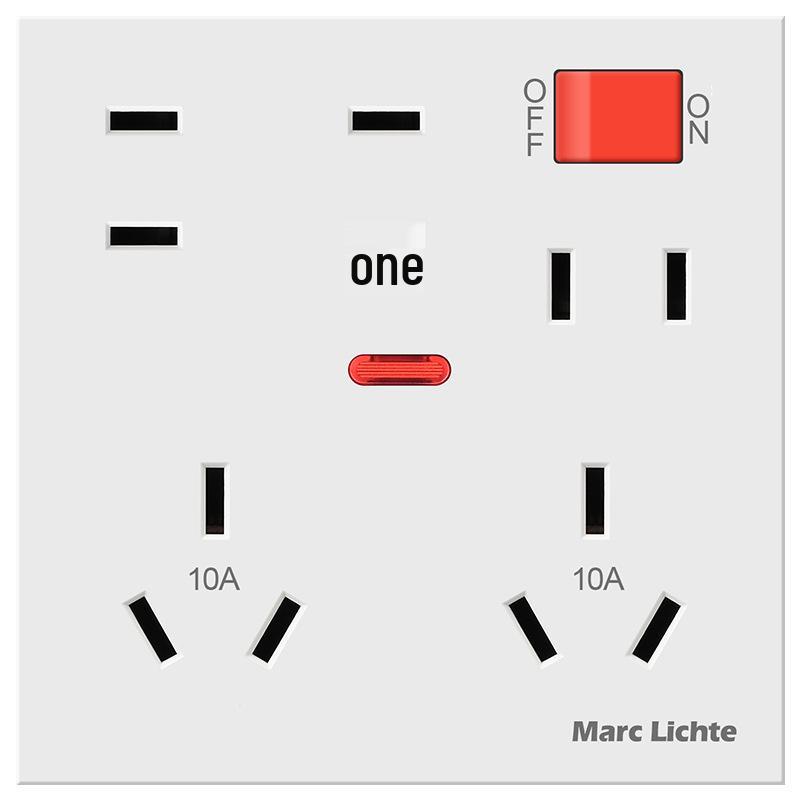 86-Type Concealed 16A High-Power AC Wall Socket with 10A Two/Three-Pin Plug and Switch