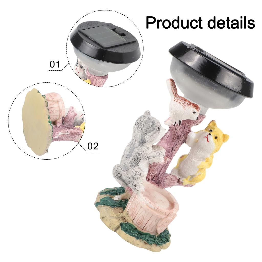 Resin Solar Animal Statue Light for Outdoor Garden Decor Solar Powered LED Lamp with Waterproof IP65 Rating for Yard and Patio