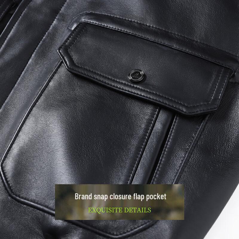 Men's Winter Mink Fur Collar Sheepskin Leather Goose Down Jacket