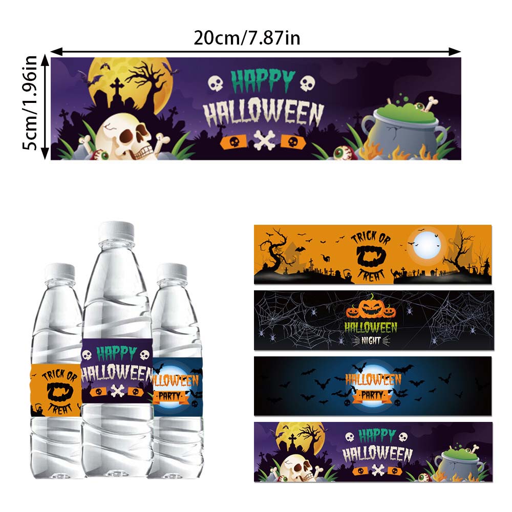 Skull Halloween Water Bottle Labels Bone Halloween Party Supplies  Household