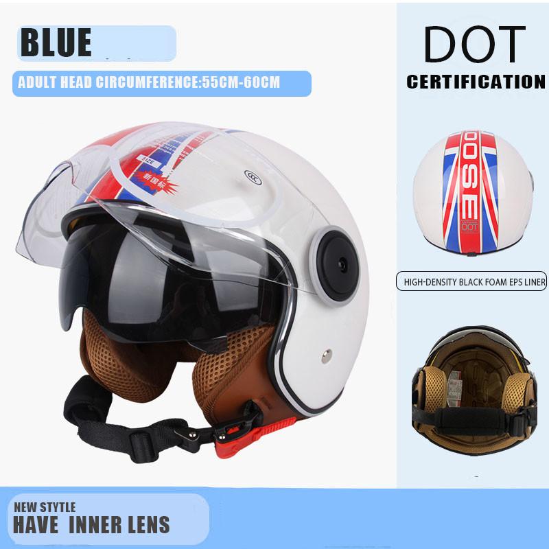 Certified Protective Helmet Safety Helmet Motorcycle Open Face Helmet Retro 3/4 Helmet Cruise Casco Casque Moto Men Women