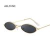 Vintage Small Oval Sunglasses Woman Fashion Brand Metal Frame Clear Black Lens Shades Sun Glasses Female Eyewear Uv400