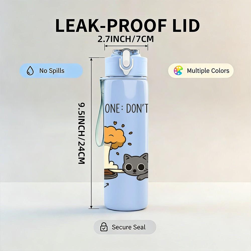 1PC Everyone Don't Do That Mushroom Cat 750ml Color Plastic Sports Water Bottle Leakproof Flip Straw Lid Suitable for Sports Office Home Use