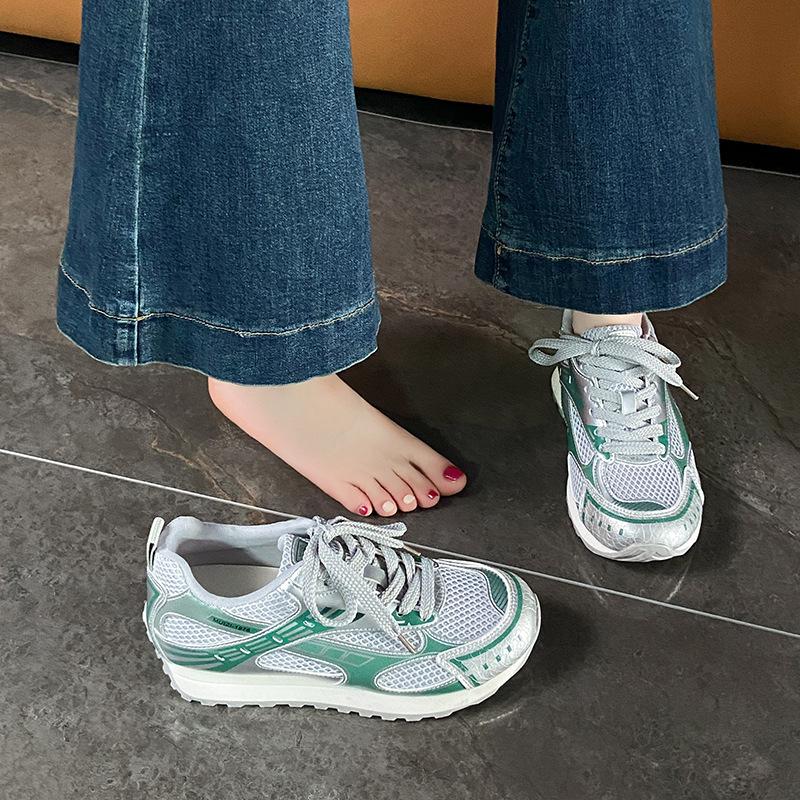 

Summer mesh casual sports shoes women s ins tide breathable versatile Forrest Gump shoes lightweight running shoes dad shoes 40 зелёный