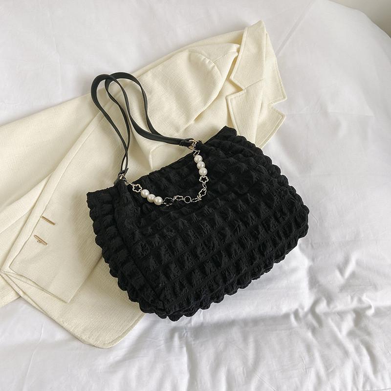 

Стильная плиссированная сумка на плечо большой вместимости для летней трендовой уличной моды Single No Pendant чёрный