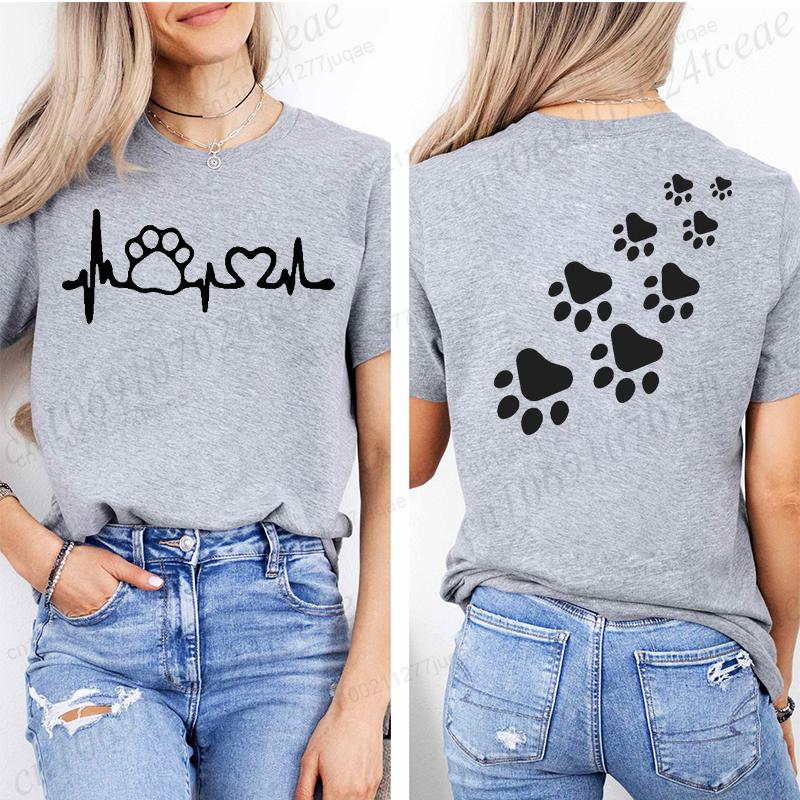 Cat Heart Women Print Tshirt Girl Short Sleeve Crew Neck TShirts Casual Top for Summer  Spring Cat Lover Womens Clothing