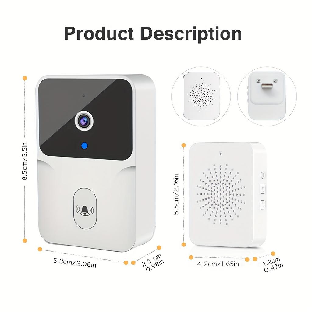 Smart Video Doorbell, High Definition Security Camera with Night Vision, Wireless, Rechargeable Battery, Control Home Security Through the App