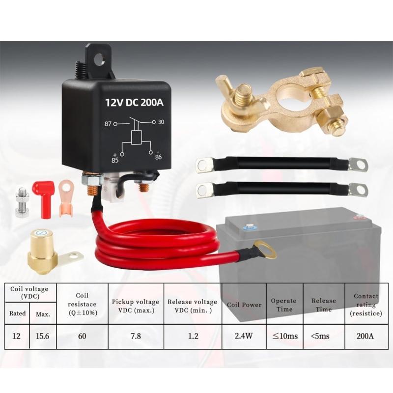 Remote Battery Disconnect Switch 200A, DC12V Top Post Negative Battery Shut Offs Switch for Car Truck Vehicle