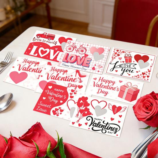 6/12Pcs Valentines Day Couple Scratch Card with Stickers DIY Romantic Love Heart Greeting Card Wedding Engagement Anniversary Party Supplies
