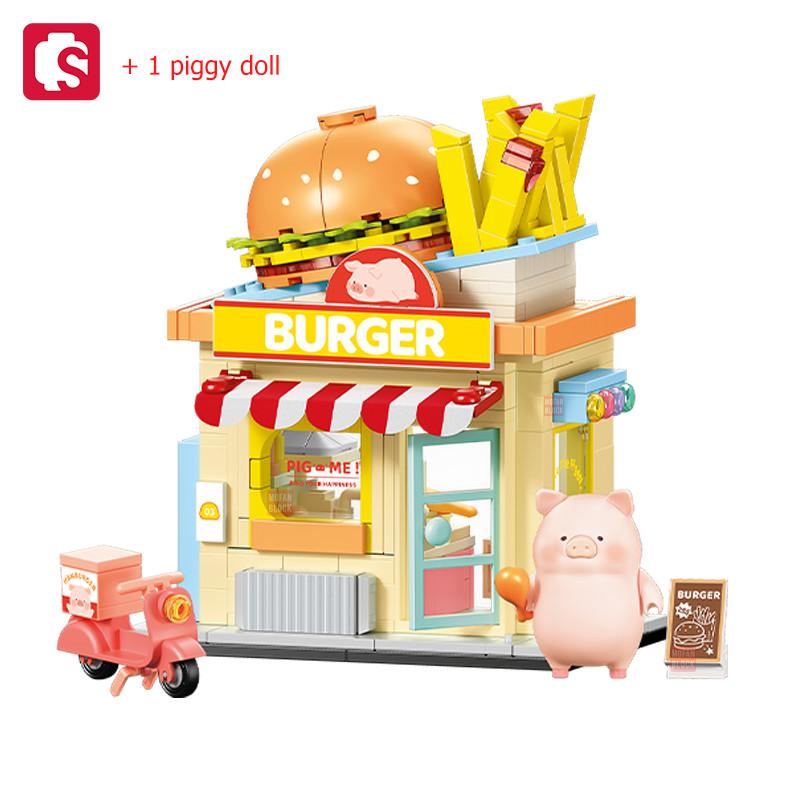 Non-Toxic Sembo City Streetscape Assemblage Building Blocks Dessert Burger Flower Shop Model Bricks Children Toys Kids Birthday Holiday Gifts