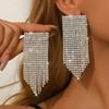 Popular Jewelry Rhinestone Claw Chain Long Fringed Earrings Bride Stage Atmosphere Elegant Earrings Women