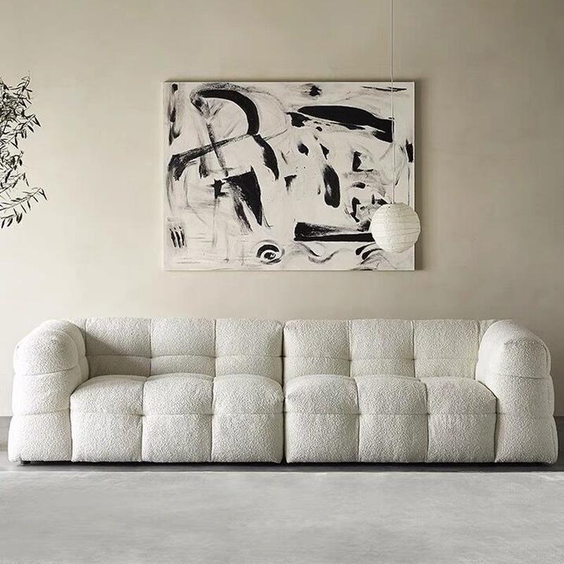 Light French Lambswool Marshmallow Sofa - Small Apartment Three-Seater, Customizable Luxury Living Room Furniture