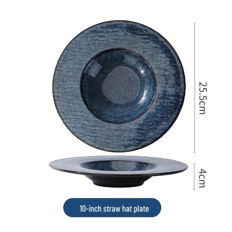 Starry Sky Blue Japanese Underglaze Ceramic Pasta Plate