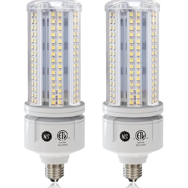 NS 2 Pack 7530 Lumen A19 60W LED Corn Light Bulbs E26 Medium Base 6500K Cool White for Home Garden Lighting Garage Backyard Office Household