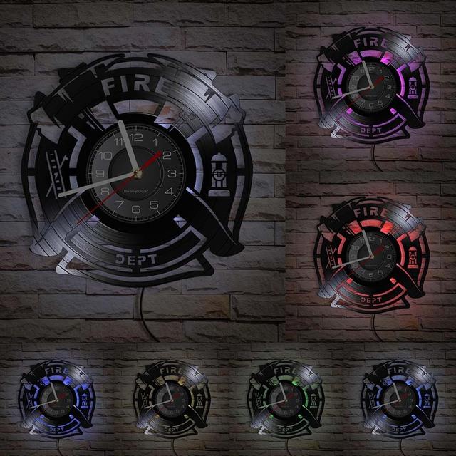 

Виниловые часы-пластинки, часы для пожарной станции, настенный домашний декор, винтажные виниловые часы для пожарных