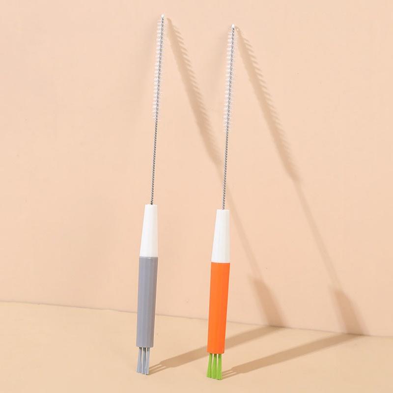 2 In 1 Vacuum Cup Cleaning Brush Bottle Cap Detail Groove Cleaner Baby Bottle Lid Detail Clean Brush Long Straw Cleaning Brush