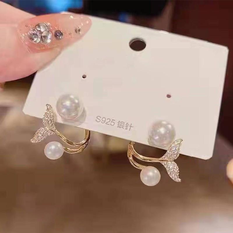 New Fashion Korean Oversized White Pearl Drop Earrings for Women Girls Bohemian Golden Round Zircon Wedding Earring Jewelry Gift