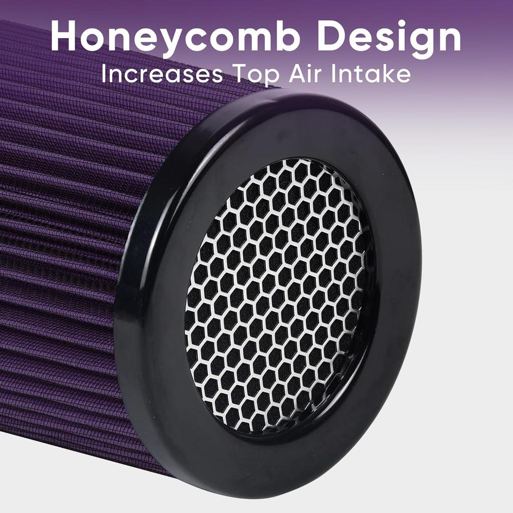 3 3.5 4 Inches Cold Air Intake Filter 76mm 89mm 101mm High Performance Washable Clamp-On Replacement Cone Air Filter 3 in 1 Size Purple