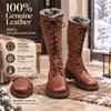 G&Zaco Luxury brand Knight Boots Genuine Leather Real Wool Women's Boots Knee-high Sheepskin Fur Anti Slip Thick Cotton Warm Lace Up Long Boots 3337