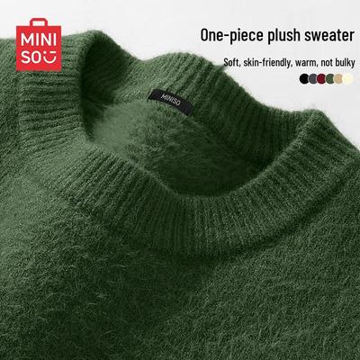 Men's Plush-Lined Loose Fit Round Neck Sweater