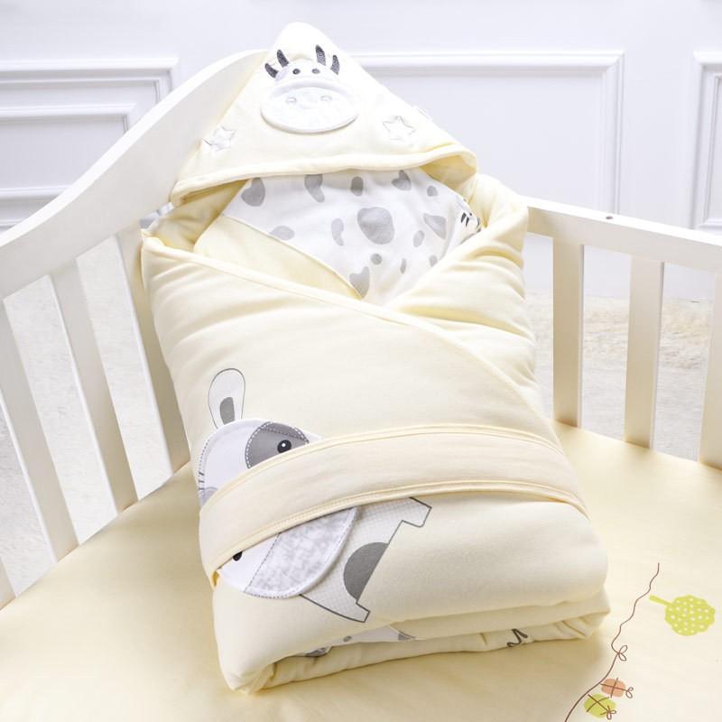 Newborn Cotton Swaddle Blanket Infants 0-12 Months Anti-startle Wrap Winter Thickened 90x90cm