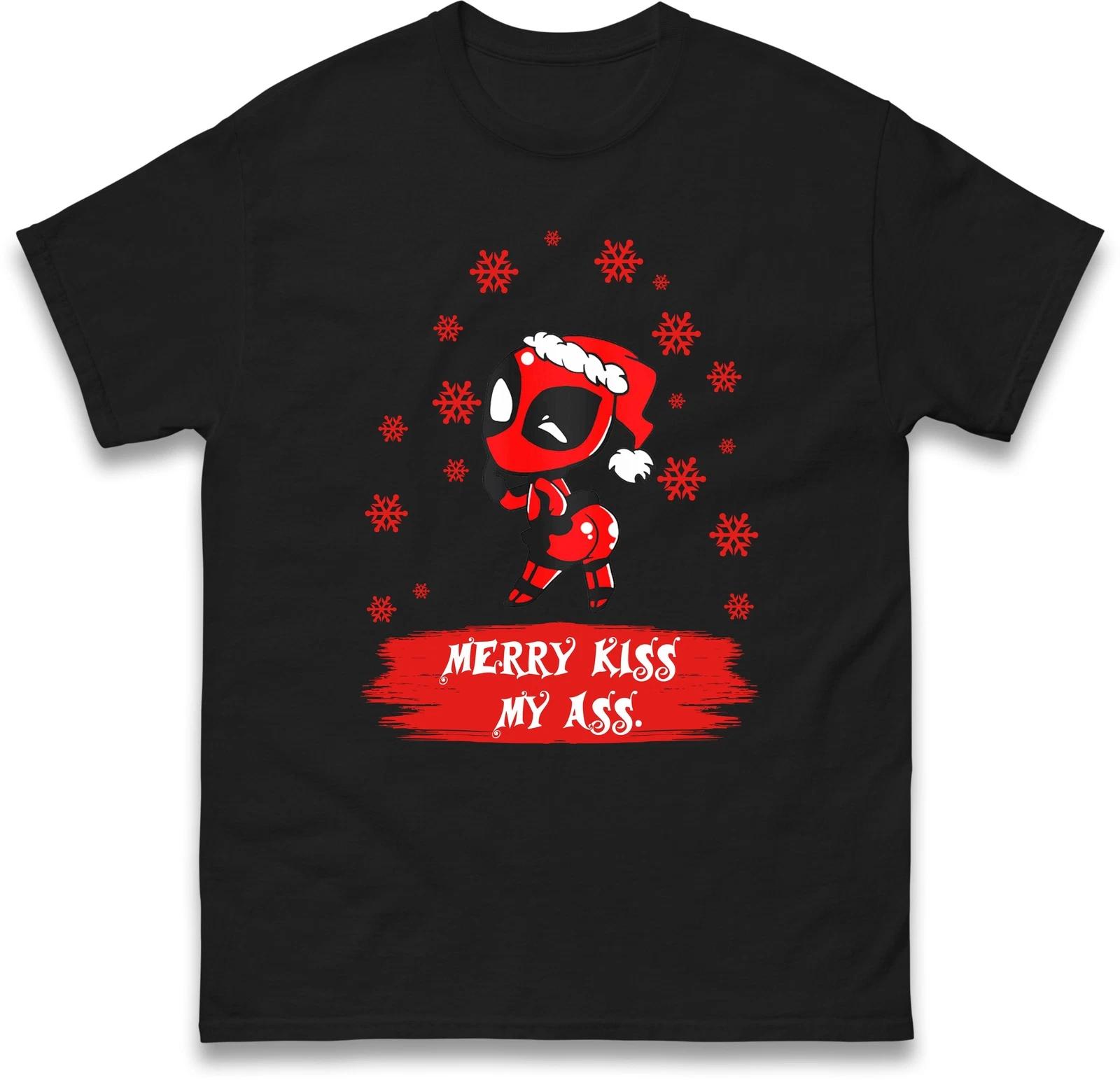 Merry Kiss My Ass Christmas T Shirt,Offensive Christmas Tee,Ugly Christmas Tee 4XL