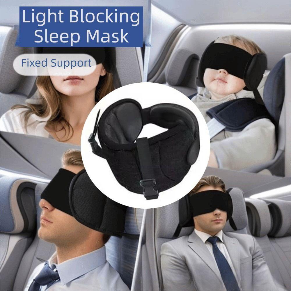 Blackout Head Strap with Eye Mask Soft Travel Pillow for Airplanes 3D Sleep Eye Mask  Long Flight