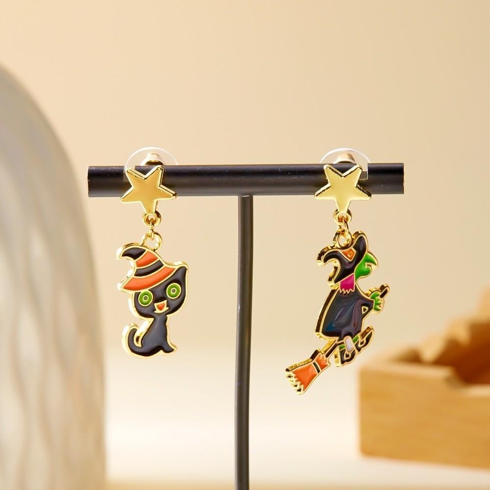 Enamel Ghost Ear Studs Star Pumpkin Dangle Earrings Retro Halloween Earrings  Unisex