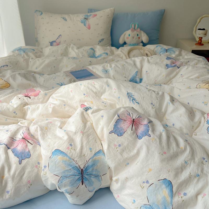 

Милый комплект постельного белья в корейском стиле для девочек, новый комплект постельного белья из хлопка с принтом свежей флоры и приятным на ощупь рисунком 150x200 3pcs